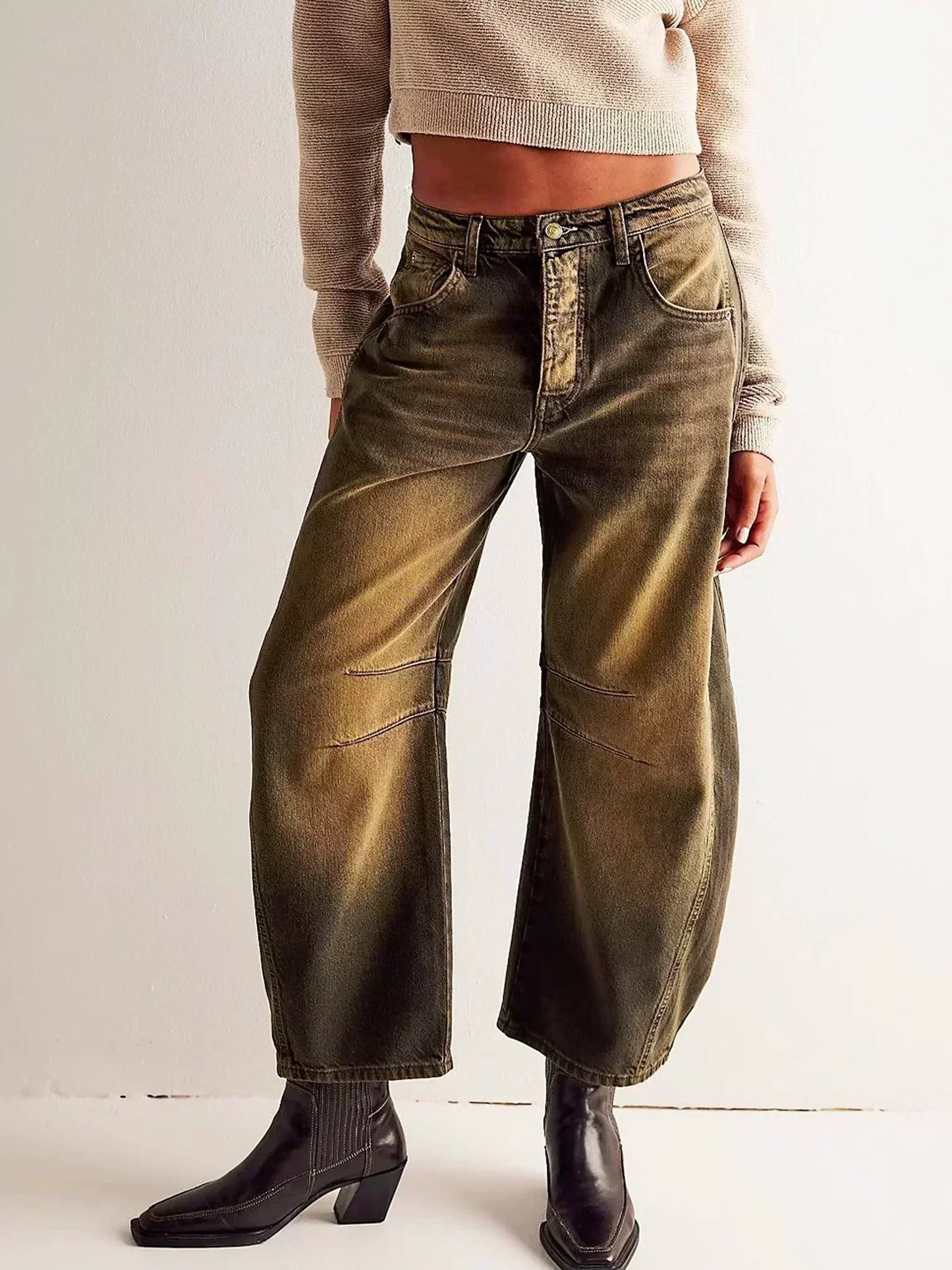 Catherine | Women’s Leopard Print Wide Leg Jeans