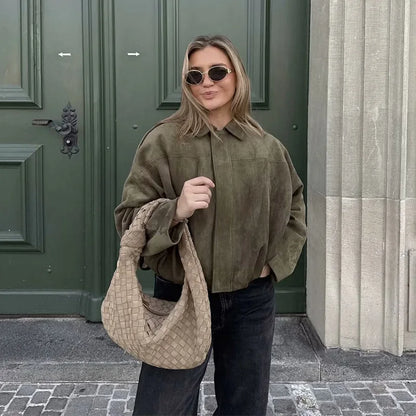 Grace | Women's Oversized Cropped Bomber Jacket