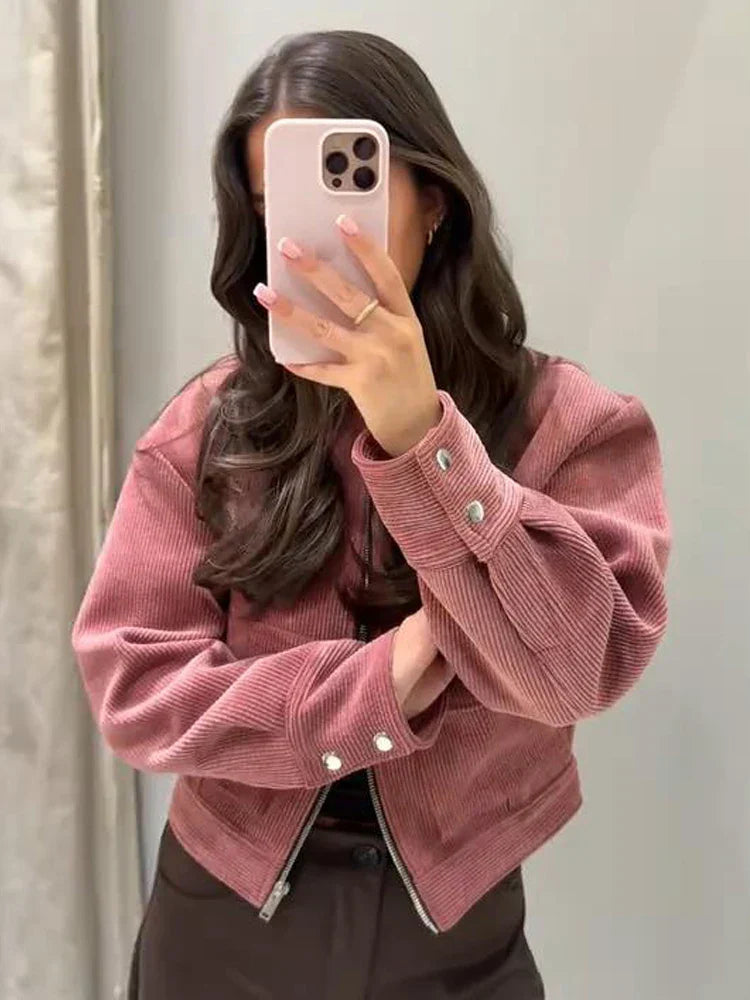 Maisie | Women's Cropped Zip Up Bomber Jacket