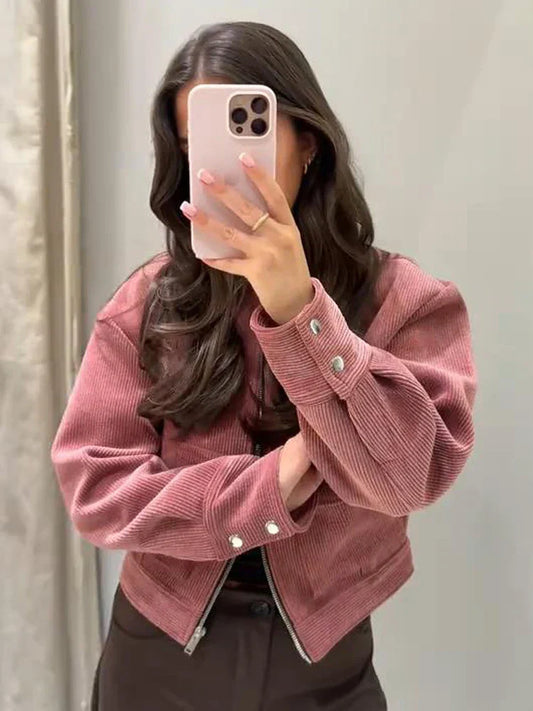 Maisie | Women's Cropped Zip Up Bomber Jacket