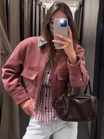 Maisie | Women's Cropped Zip Up Bomber Jacket