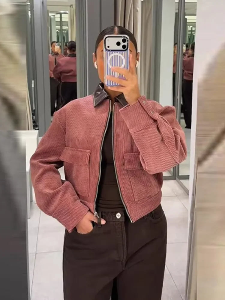 Maisie | Women's Cropped Zip Up Bomber Jacket