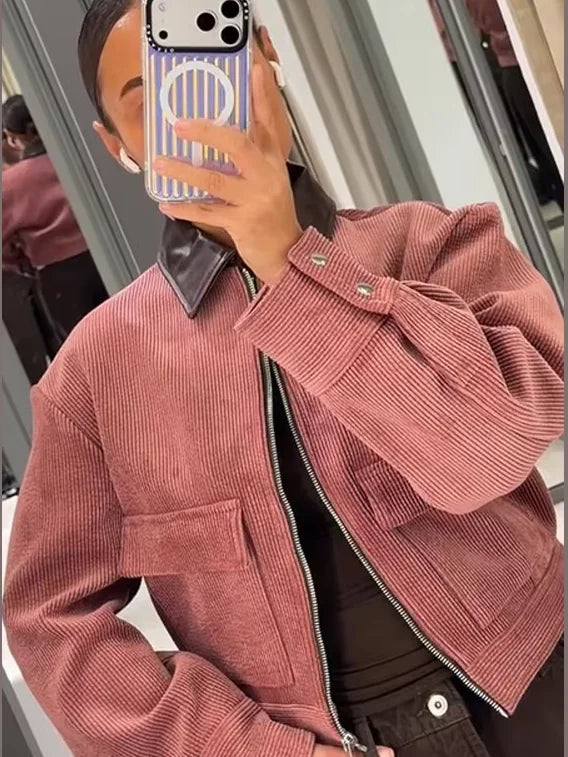 Maisie | Women's Cropped Zip Up Bomber Jacket